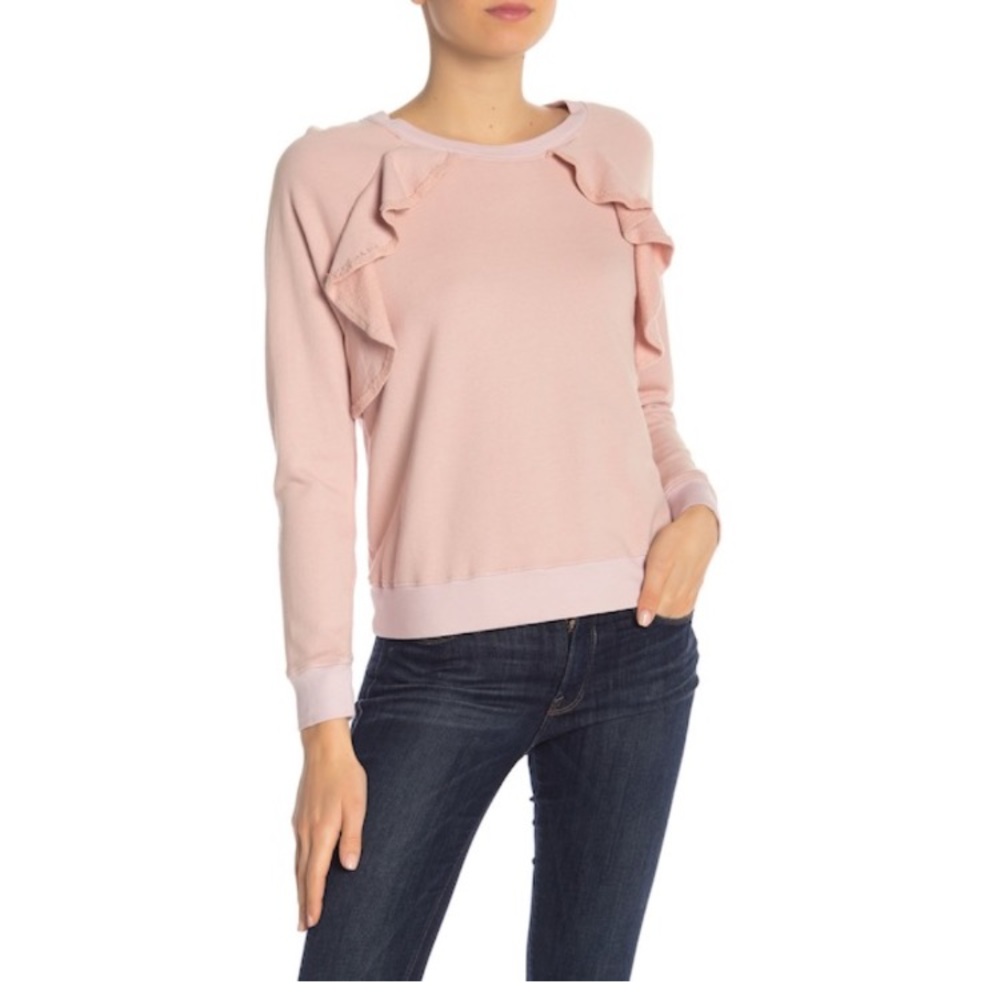 Splendid S Blush Ruffled Crew Neck Sweater